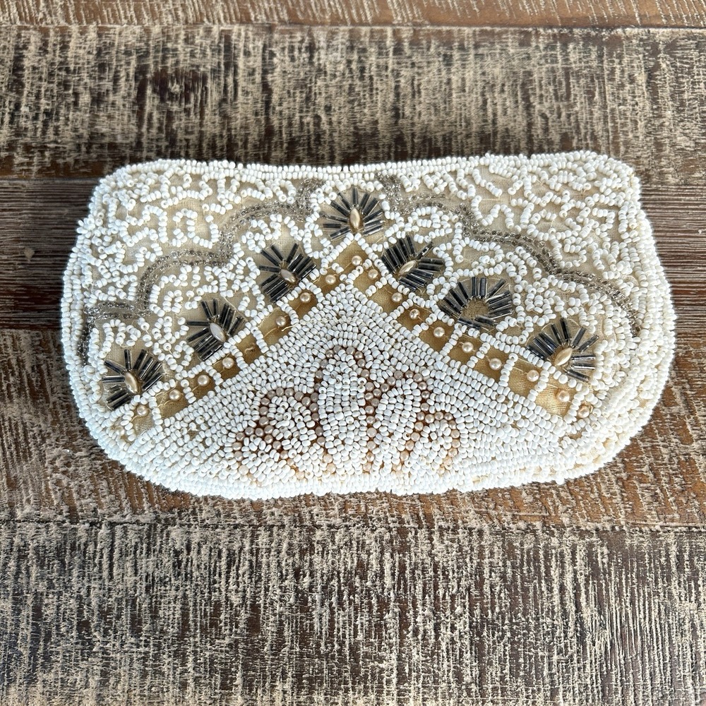 VTG‎ Art Deco Beaded Clutch Evening Bag Iridescent Victorian Regency Wedding 30s